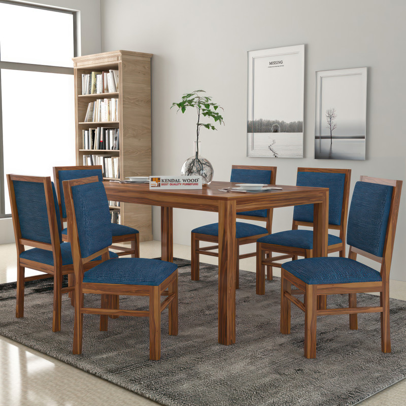 Kendalwood Furniture Premium Dining Room Furniture Wooden Dining Table with 6 Chairs Solid Wood 6 Seater Dining Set (Finish Color -Honey Finish With B