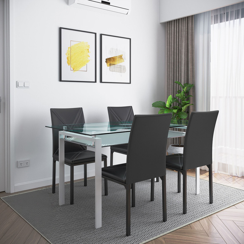 Flipkart Perfect Homes Luzon Metal 4 Seater Dining Set (Finish Color -Midnight Black, Knock Down)