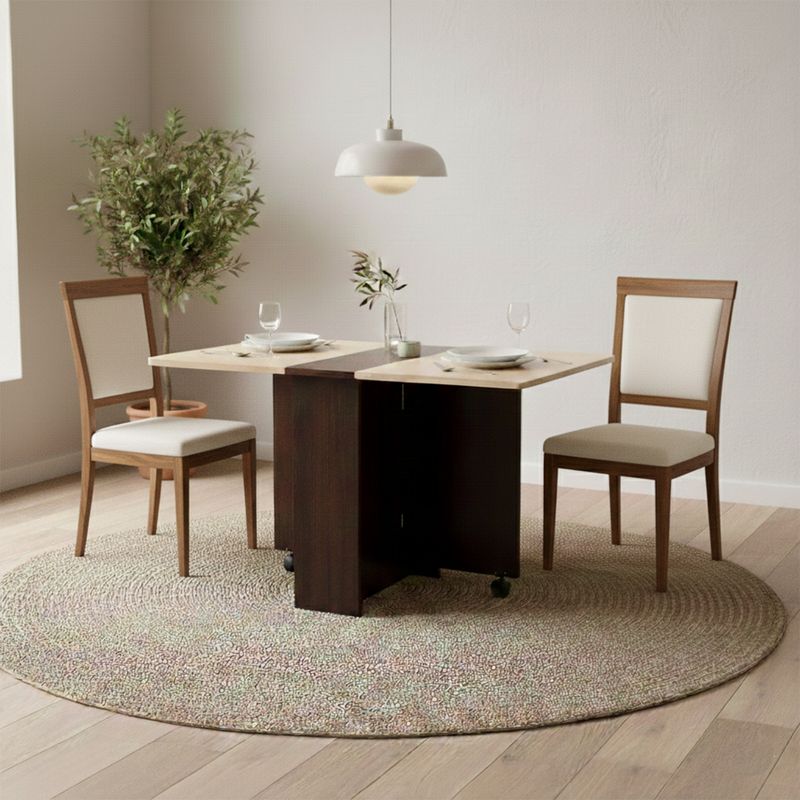 Madainaachi BoBo Folding Dining Table, 4 Seater, Brown/Oak - Image 2