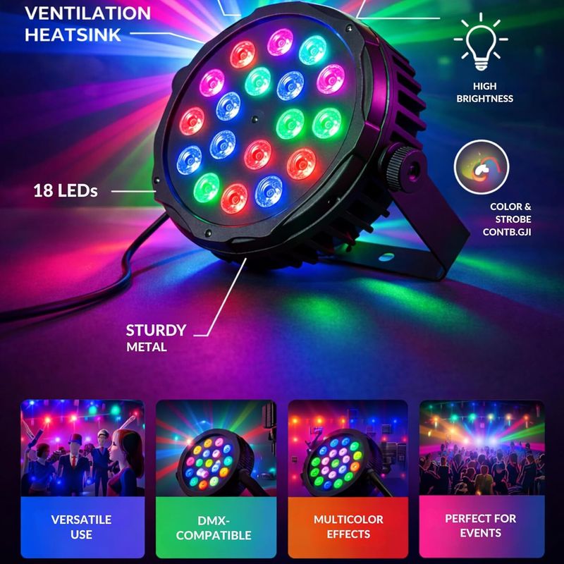 LACT ENTERPRISE 12 LED PAR DJ Light Disco Ball Set - Image 4