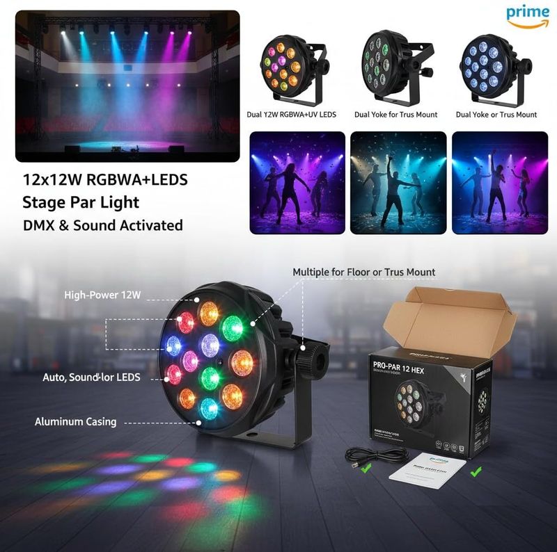 LACT ENTERPRISE 12 LED PAR DJ Light Disco Ball Set - Image 3