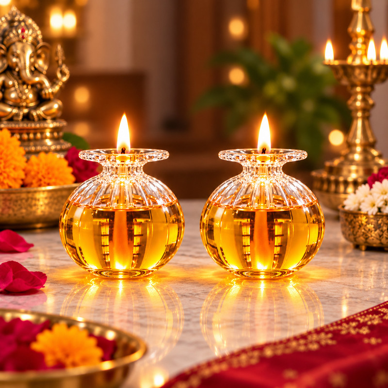 SVGI Modak Shape Glass Diya