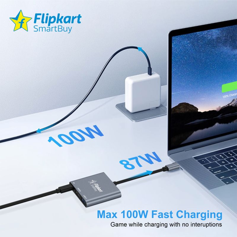 Flipkart SmartBuy 3-in-1 Type-C Hub HDMI 4K PD 100W USB 3.0 Aluminium - Image 4