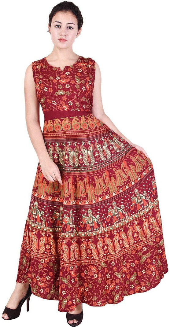 HouseOfCommon Women Maxi Maroon Dress