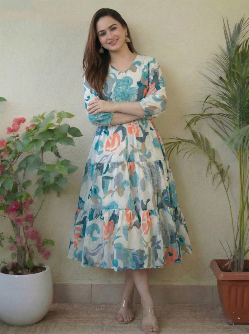 Ayat Dresses Women Fit/Flare Light Blue Dress