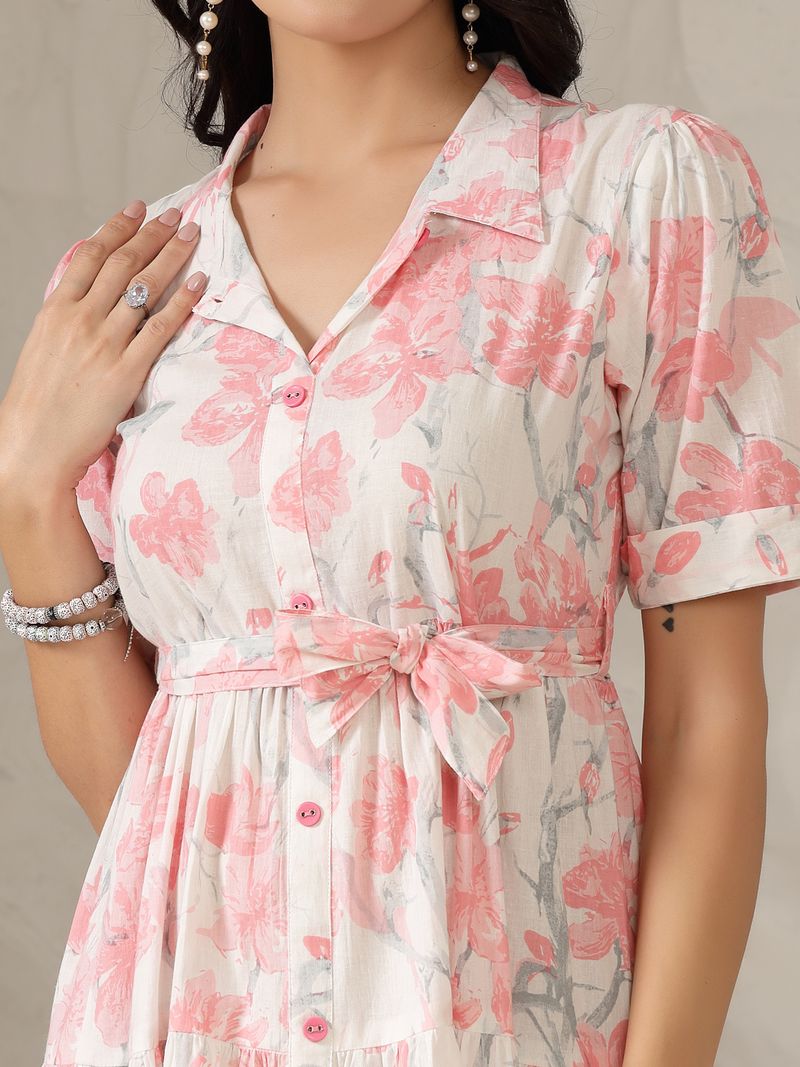 Stylum Women Pink Fit and Flare Midi Dress - Image 6