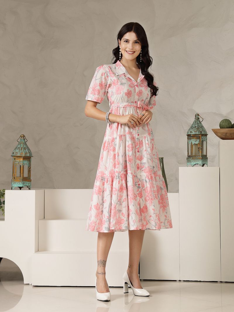 Stylum Women Pink Fit and Flare Midi Dress - Image 5