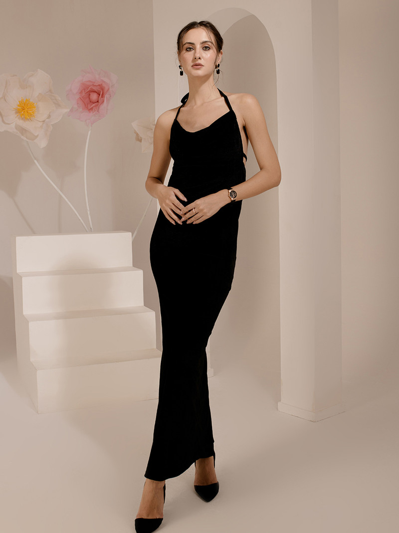 TANDUL Women Bodycon Black Maxi/Full Length Dress view 3
