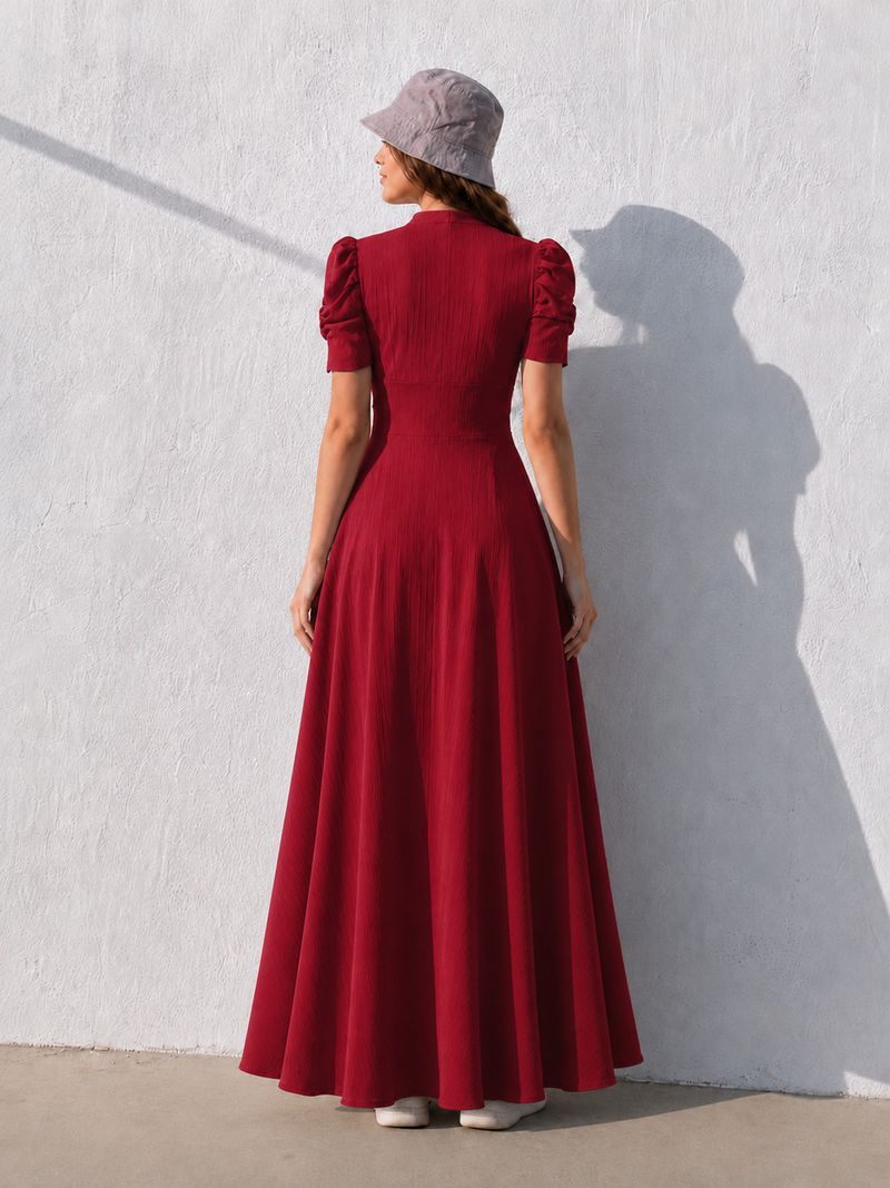 METRONAUT Women Fit and Flare Maroon Ankle Length Dress - Image 3