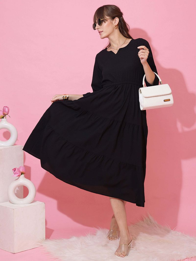 Sheetal Associates Black Midi Dress - Image 3
