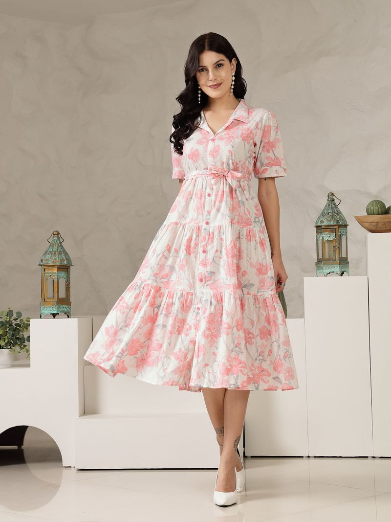 Stylum Women Pink Fit and Flare Midi Dress - Image 2