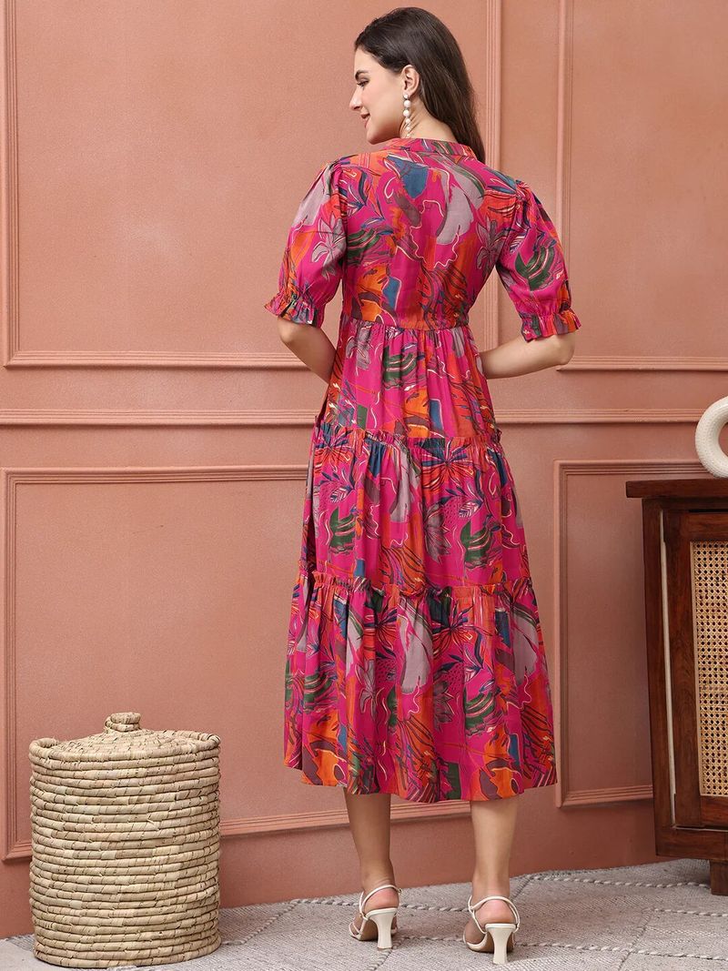 Klikniz Women Pink Knee Length Dress - Image 5