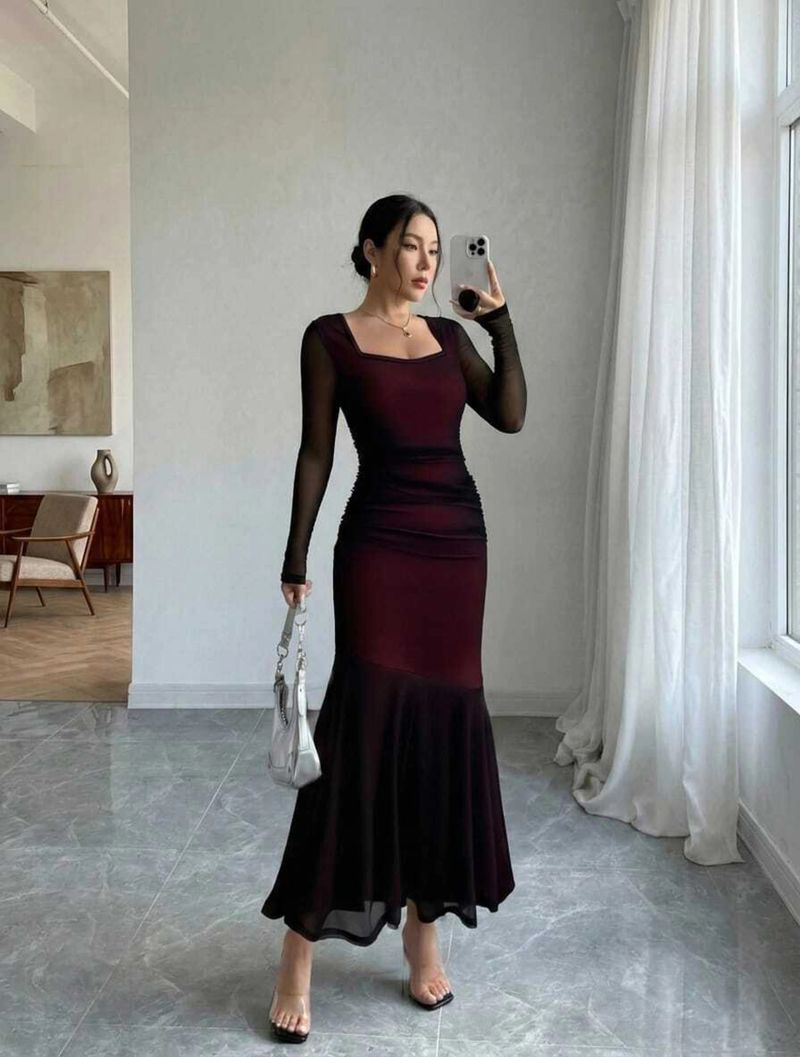 Siren Knitt Black Pink Knee Length Dress - Image 5