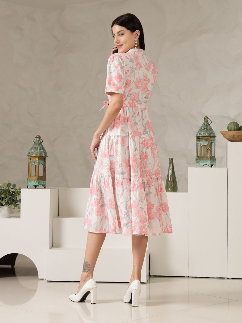 Stylum Women Pink Fit and Flare Midi Dress - Image 4
