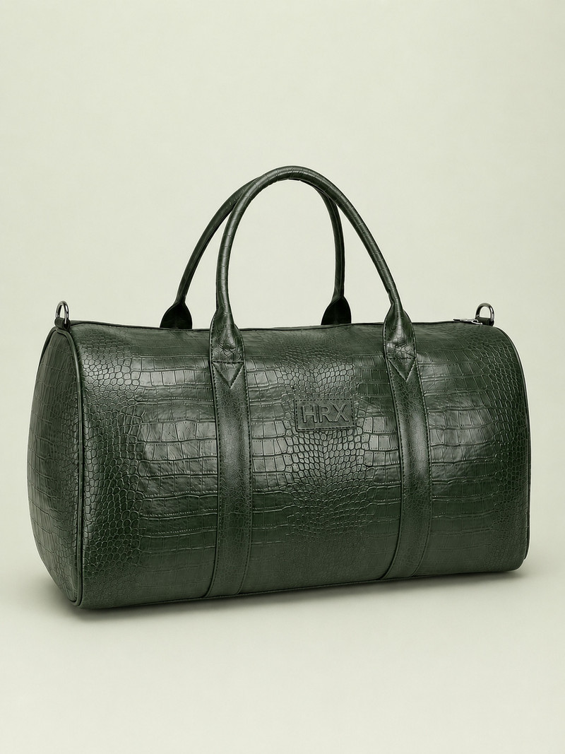 HRX HRX by Hrithik Roshan 30 L Hand Duffel Bag - faux leather stylish weekender travel duffle bag \u002f gym sport bag for men \u0026 women - Green - Regular Capacity