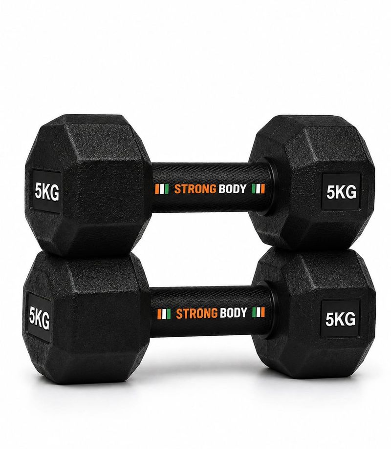MsFit 5 kg Hexa PVC Dumbbell Pair (10 kg) - Image 3