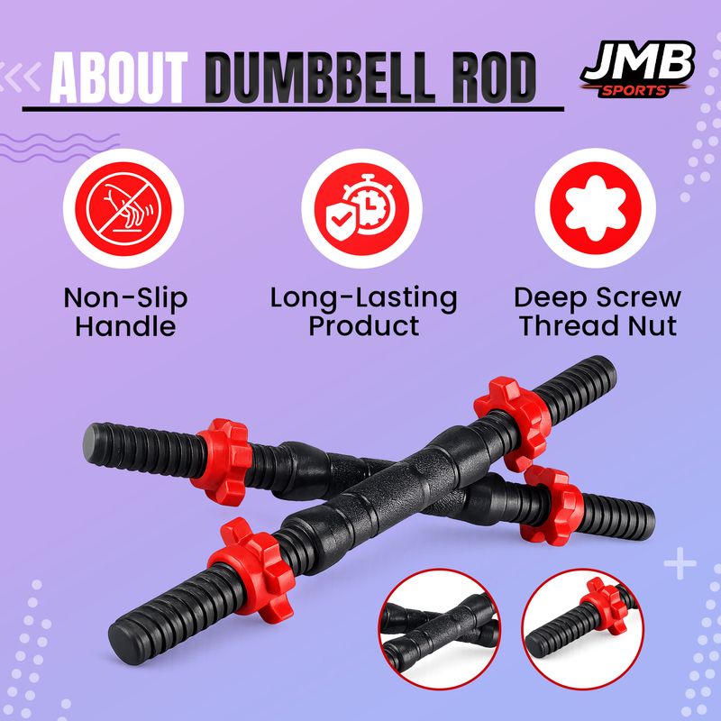 JMB 30kg Adjustable Dumbbell Set with PVC Plates and 3ft Rod - Image 5