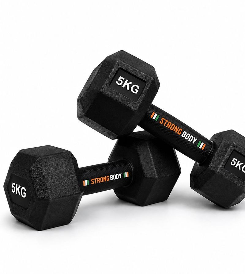 MsFit 5 kg Hexa PVC Dumbbell Pair (10 kg) - Image 4