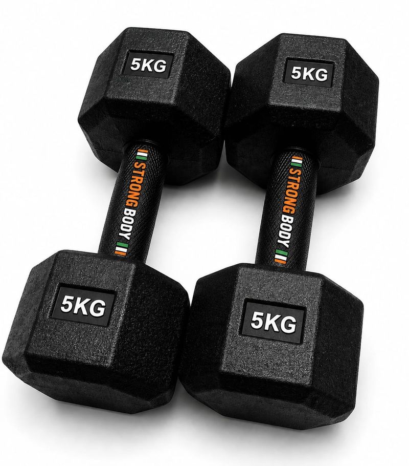 MsFit 5 kg Hexa PVC Dumbbell Pair (10 kg) - Image 2