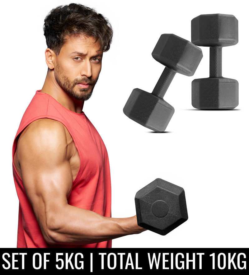 SLOVIC PVC Dumbbells Set for Home Gym | 5 Kg | Set of 2 | Fixed Weight Dumbbell 10 kg