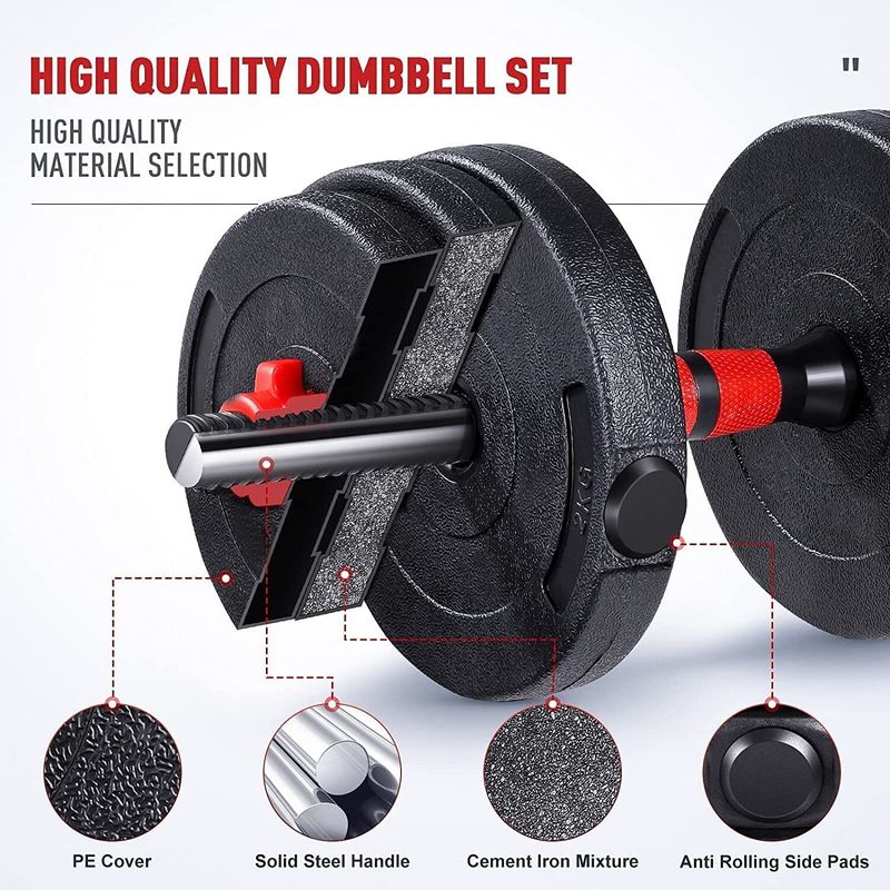 AKTIV FITNESS 30kg PVC Weight Plate Set with Rod & Dumbbells - Image 4