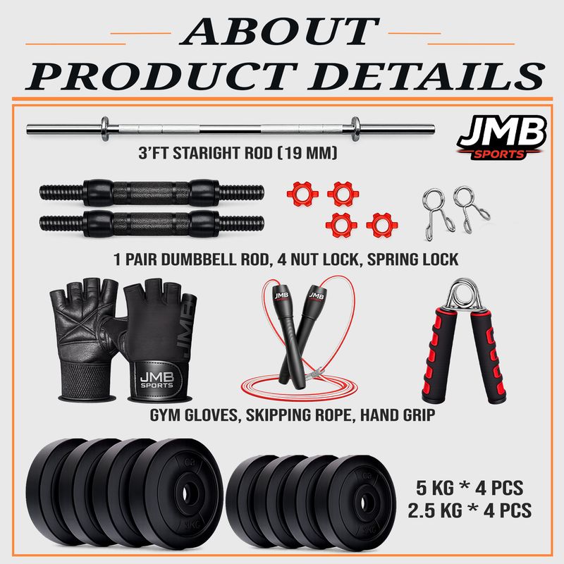 JMB 30 kg Fitness Gym Kit with 3Ft Rod - Image 3