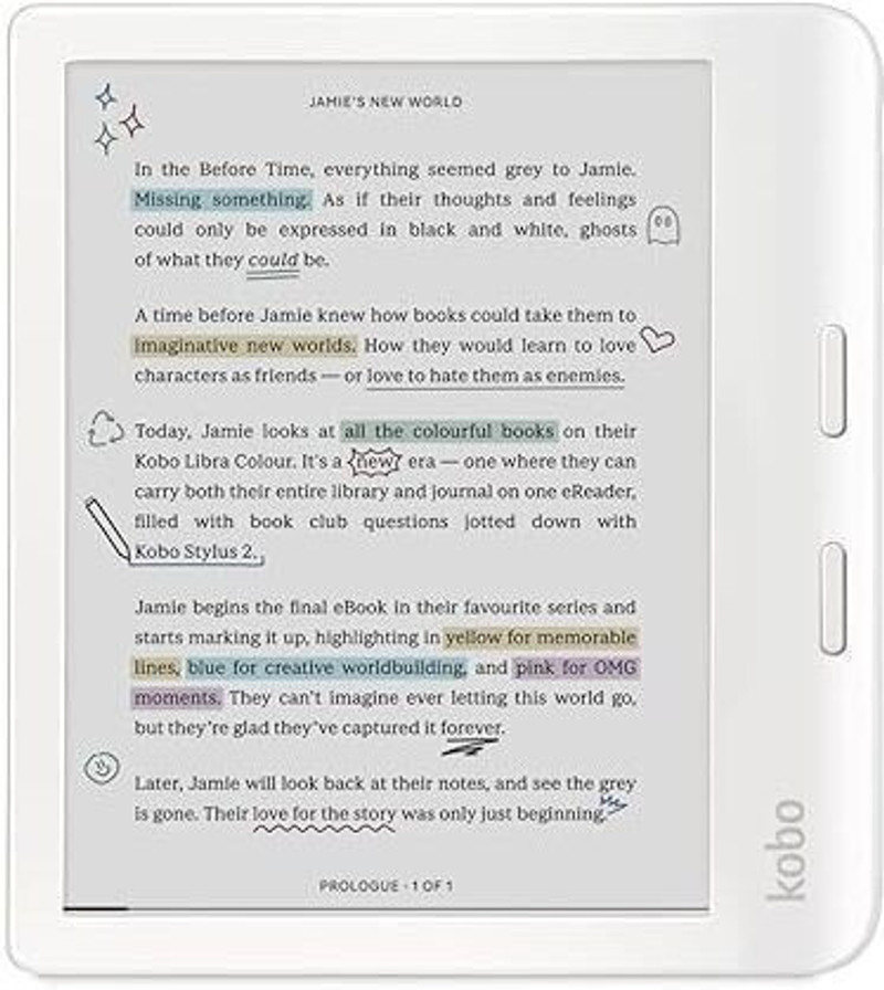 KOBO Libra Colour, eReader, 7” Glare-Free Colour E Ink Kaleido™ 3 Display E-reader (7 inch Screen White)