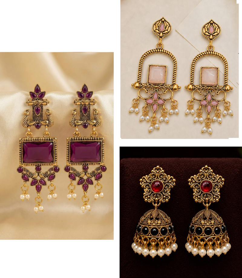 Vastaraj Jhumki Earrings Combo for Women Fashion Accessories for Girls Beads Alloy Clip-on Earring, Drops & Danglers, Earring Set, Plug Earring