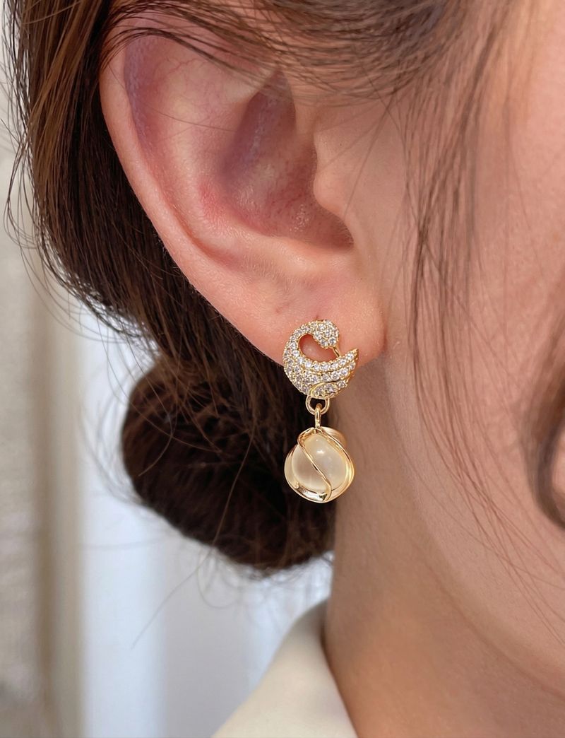 Kradhika Gold Plated Crystal Swan Earrings Combo Set - Image 3