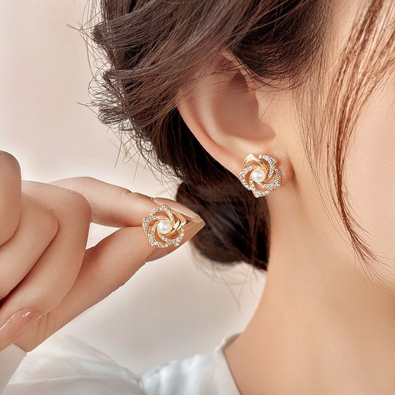 Kradhika Gold Plated Crystal Swan Earrings Combo Set - Image 5