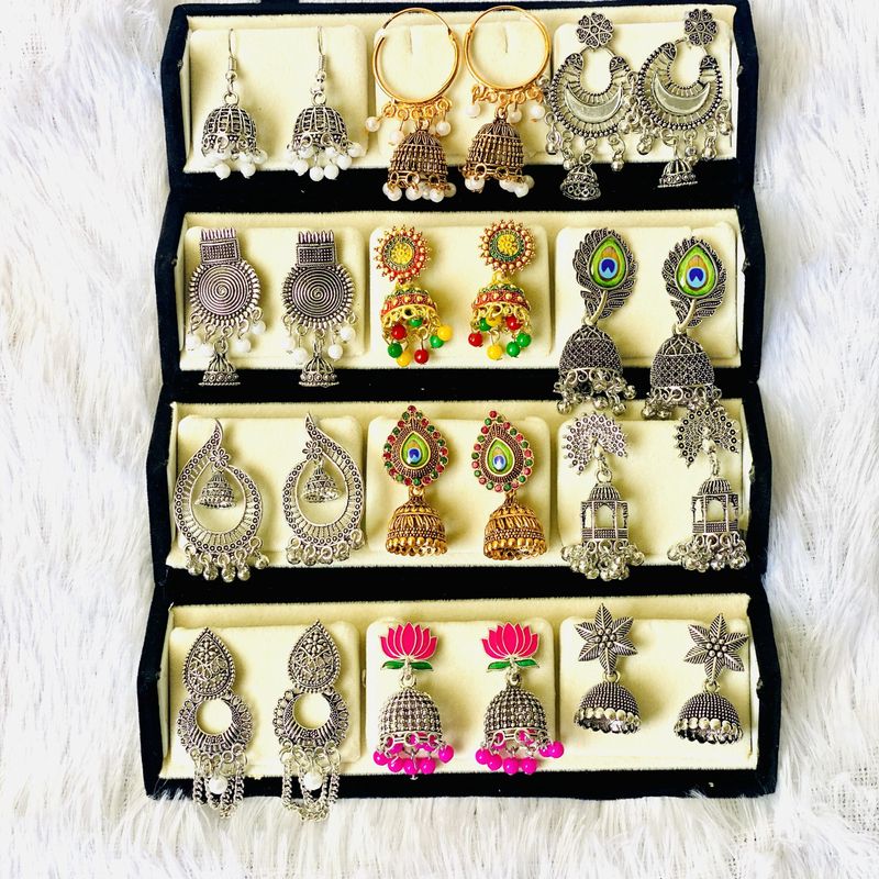 RATNAASYA 12 Pairs Jhumka Earrings with Folding Box - Image 6
