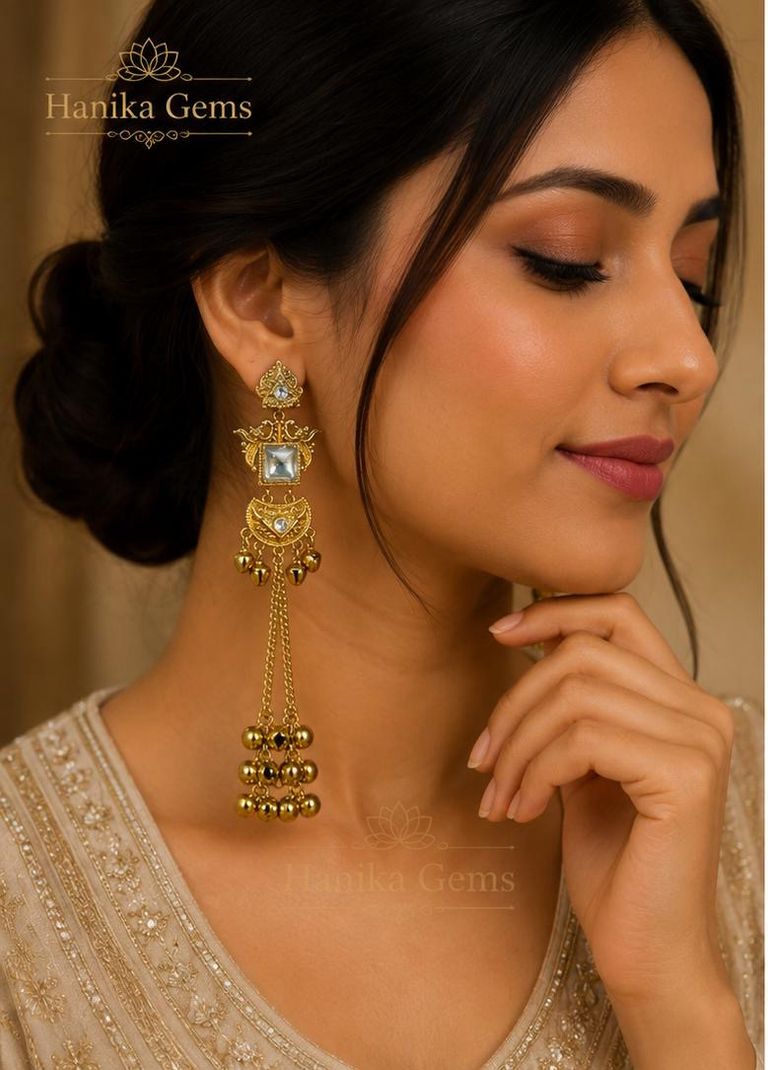 hanikagems Mehfil Ghungroo Cubic Zirconia Drop Earrings - Image 3