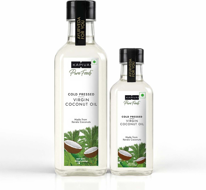 Kapiva Virgin Coconut Oil | Cold-pressed For Maximum Nutrition - 750 Ml Coconut Oil Plastic Bottle 2 x 375 ml