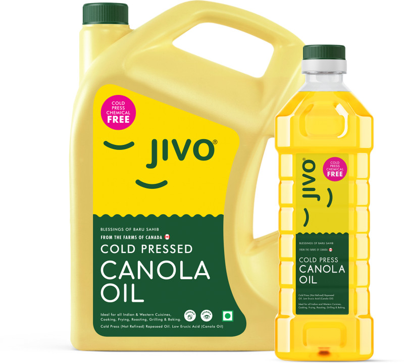JIVO Cold Pressed Canola Oil | Cooking Oil for Roasting | High MUFA PUFA, Omega 3 & 6 Canola Oil Can (6 L)