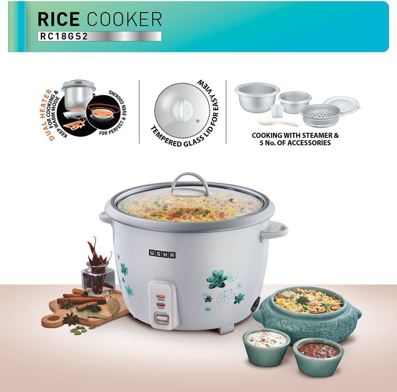 USHA RC18GS2 Electric Rice Cooker 1.8L - Image 4