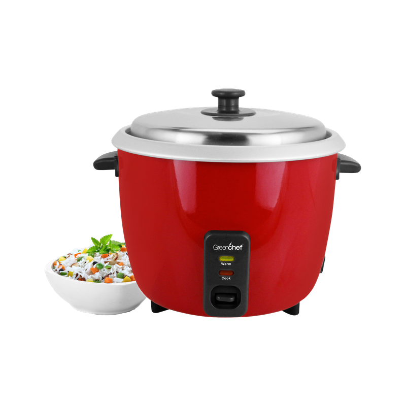 Greenchef Carlo Ace Single Pot Electric Rice Cooker with Steaming Feature 1.8 L, Red