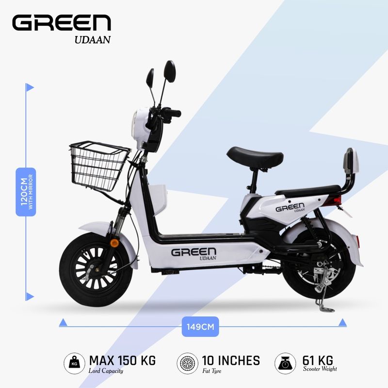Green Udaan 30KM Electric Bike Scooter 10 inches - Image 5