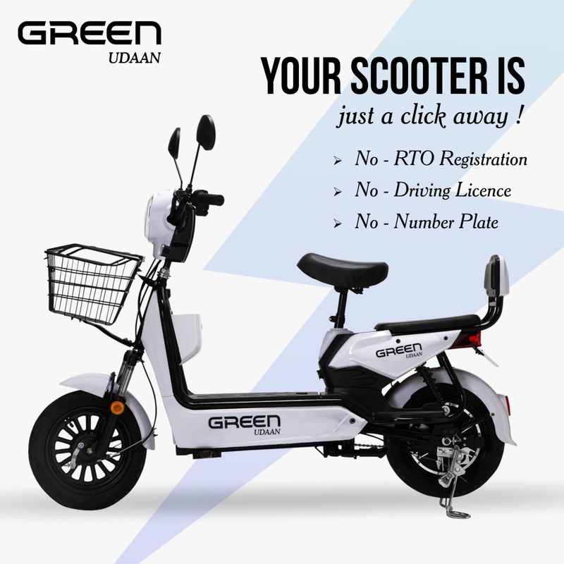 Green Udaan 30KM Electric Bike Scooter 10 inches - Image 4