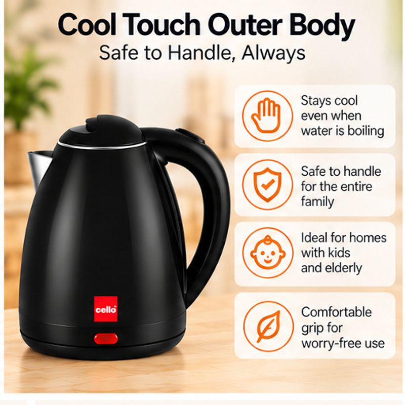 Cello Pluto 1350W Double Wall Cool Touch Kettle - Image 4