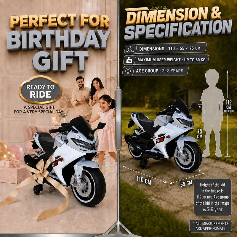 Wishmaster Electric Ride-On Motorcycle 3-8 Years - Image 5