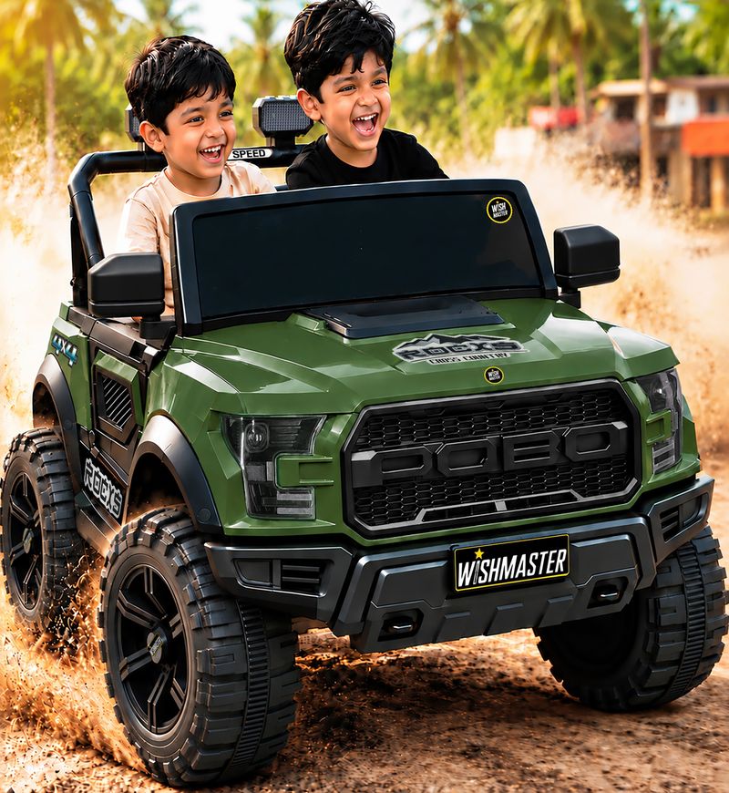 Wishmaster Kids 4 Motor Electric Battery Car With Baby Driving + Parents Remote To Control Jeep Battery Operated Ride On (Green) - Image 5