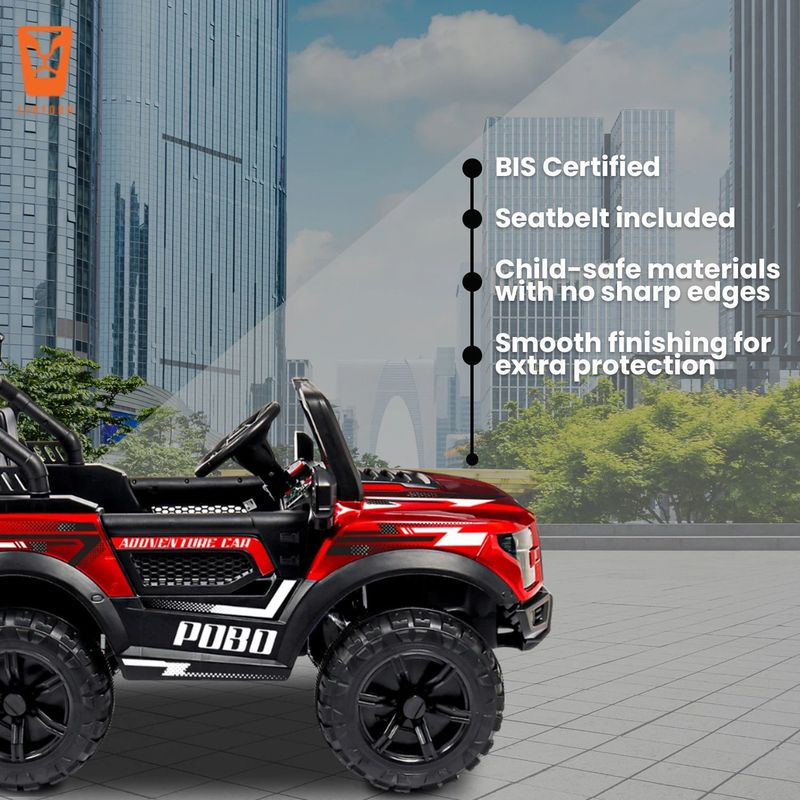 leotoon Kids POBO Jeep Battery Operated Ride On (Red) - Image 6