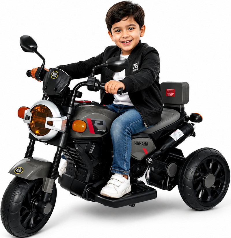 Wishmaster Kids EV Motorbike For 2-5 Year 3-Wheel | 2-5 Year Kids With Charger & Warranty Bike Battery Operated Ride On (White)