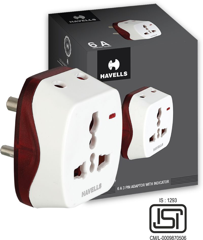 HAVELLS 6A 3 Pin Universal Adaptor - Image 2