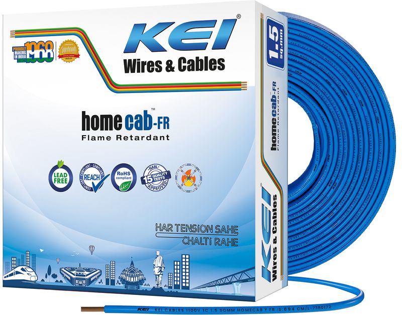 KEI 99.97% Pure Copper 1.5 sq/mm Blue 90m Wire - Image 2
