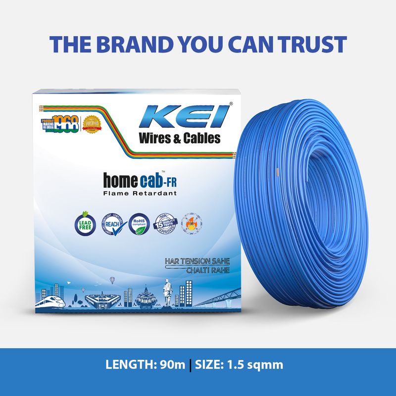KEI 99.97% Pure Copper 1.5 sq/mm Blue 90m Wire - Image 5