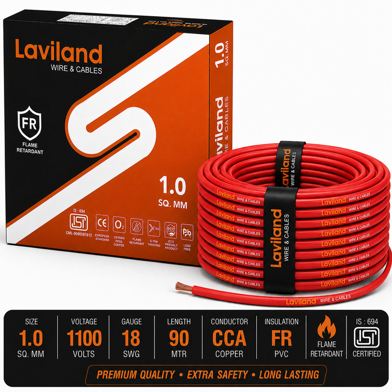 Laviland FR PVC 1 sq/mm Red 90 m Wire (Red)
