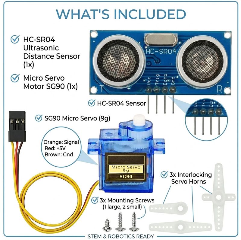 NEXT GEEK SG90 Servo Motor with HC-SR04 Ultrasonic Sensor - Image 3