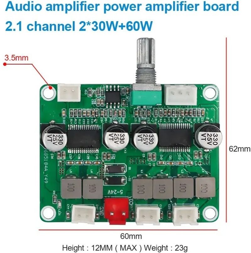 SG Flash Premium 12V 24V 2x50+100W 2.1 Digital Amplifier Board TPA3118 - Image 3