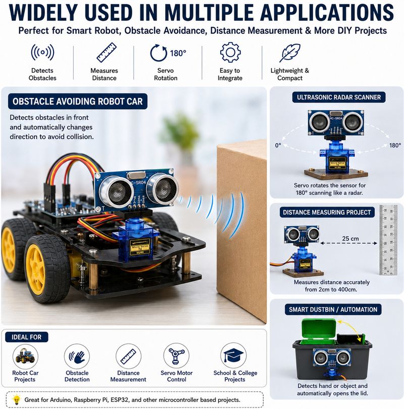 NEXT GEEK SG90 Servo Motor with HC-SR04 Ultrasonic Sensor - Image 4